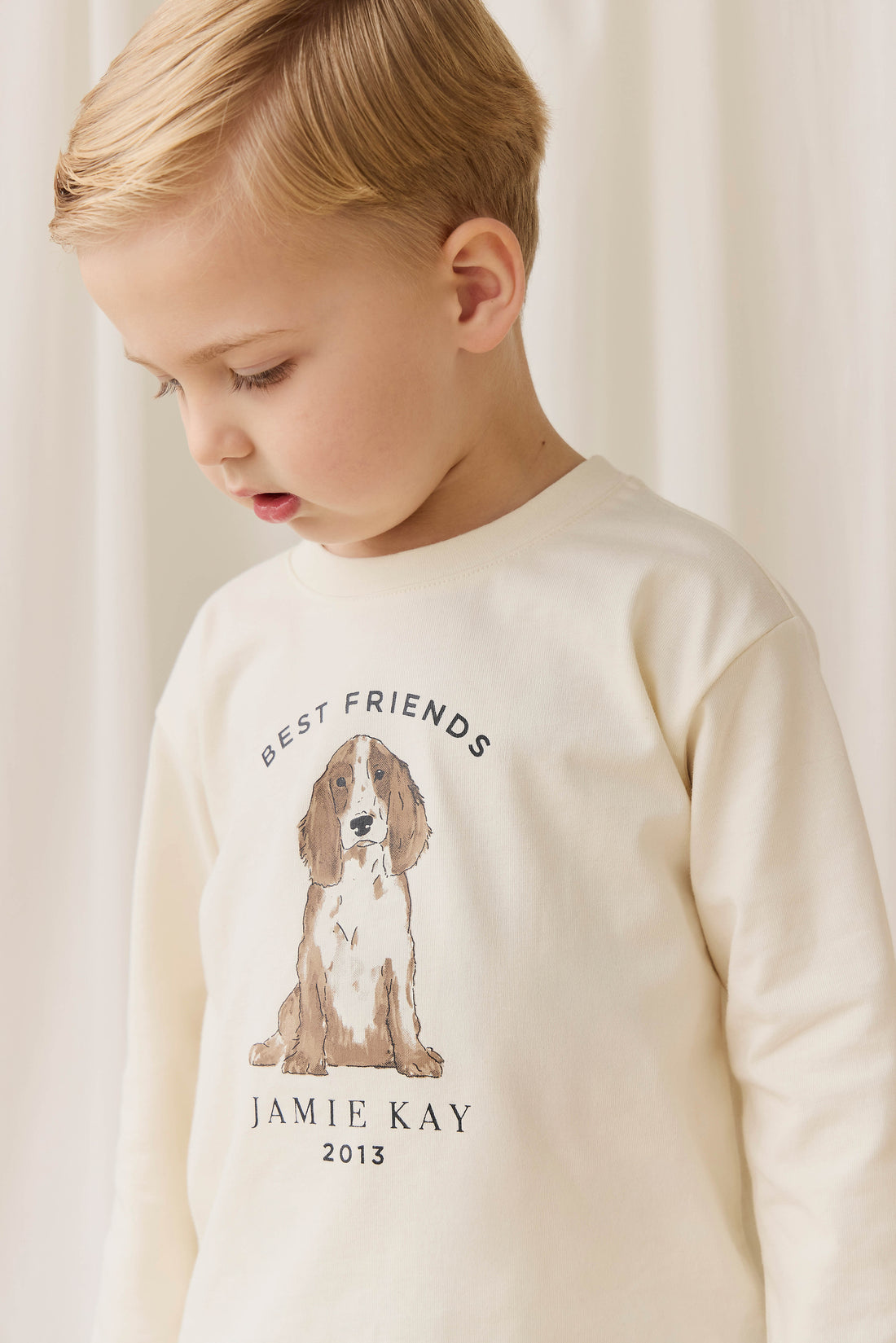 Marshall Long Sleeve Top - Parchment Best Friends Childrens Top from Jamie Kay NZ