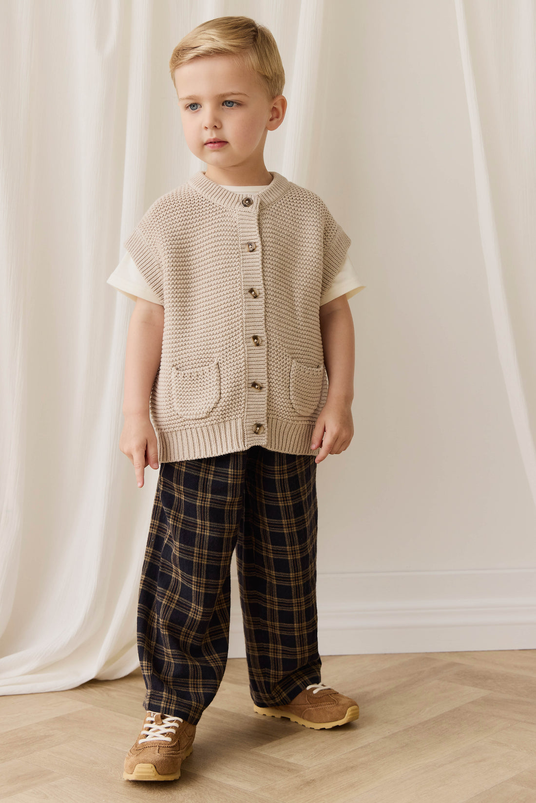 Rome Knit Vest - Oat Childrens Vest from Jamie Kay NZ