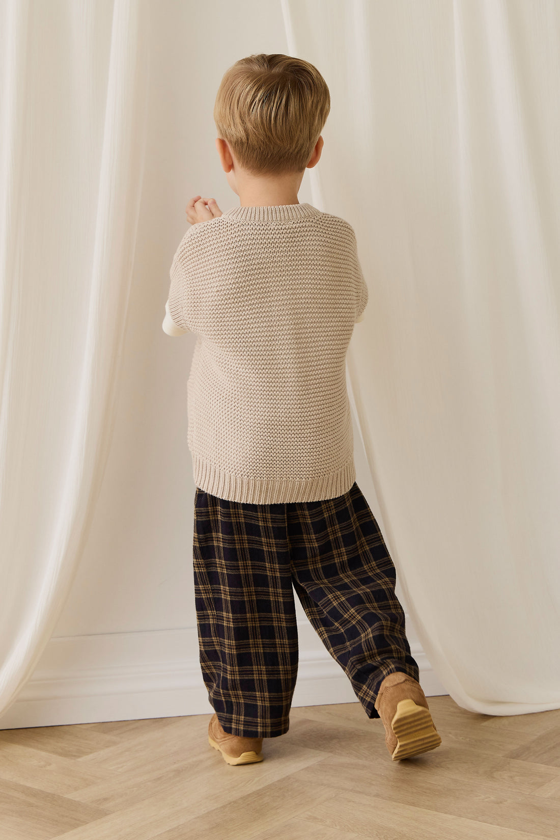 Organic Cotton Kenji Pant - Woodland Check Childrens Pant from Jamie Kay NZ