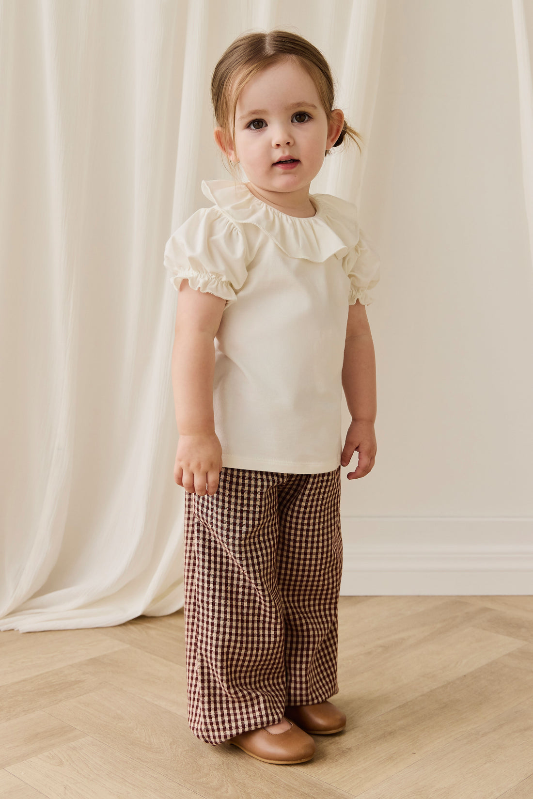 Organic Cotton Kenji Pant - Cinnamon Gingham Childrens Pant from Jamie Kay NZ