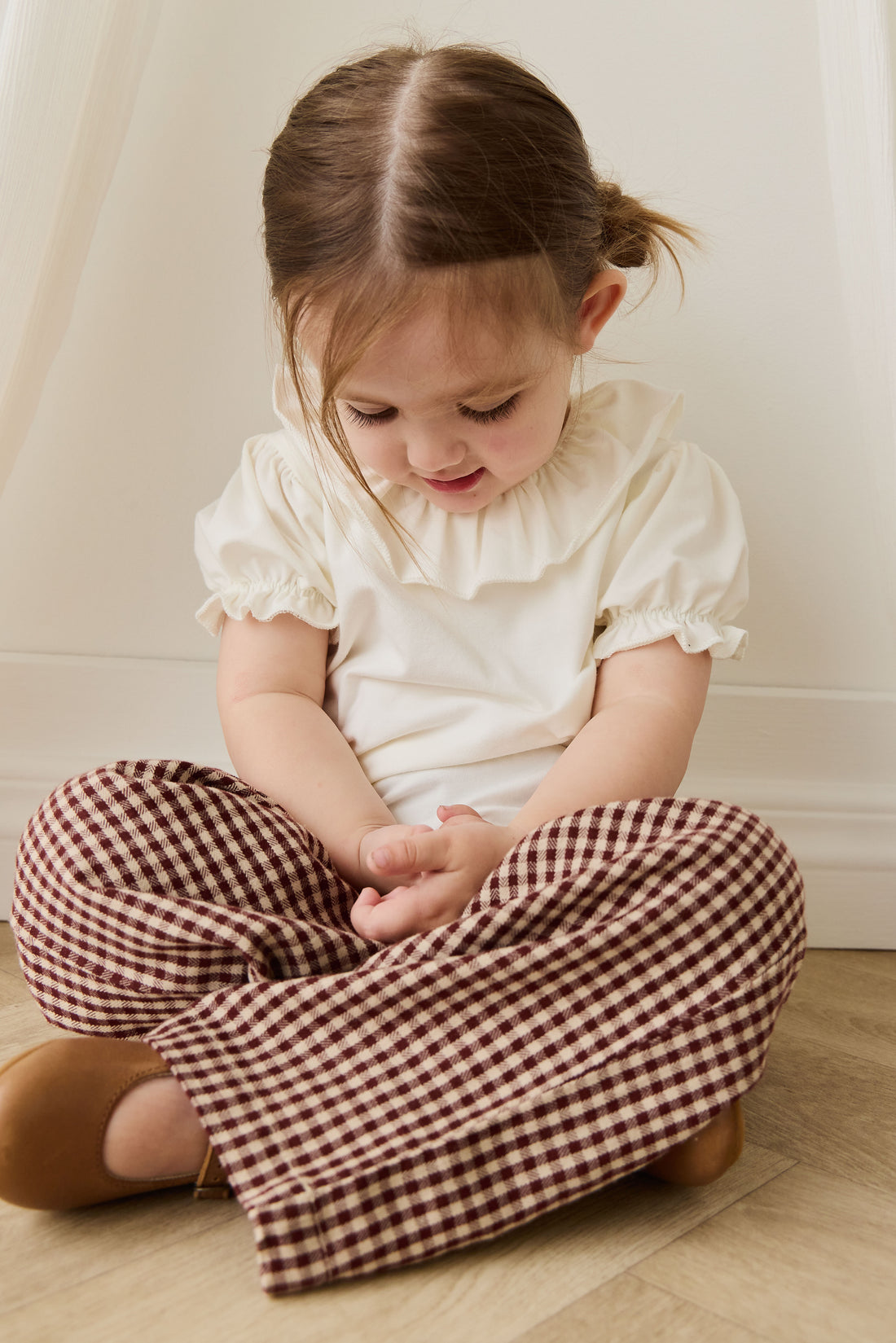 Organic Cotton Kenji Pant - Cinnamon Gingham Childrens Pant from Jamie Kay NZ