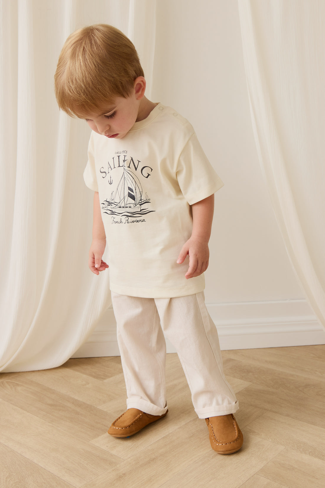 Ali Linen/Cotton Pant - Natural Childrens Pant from Jamie Kay NZ