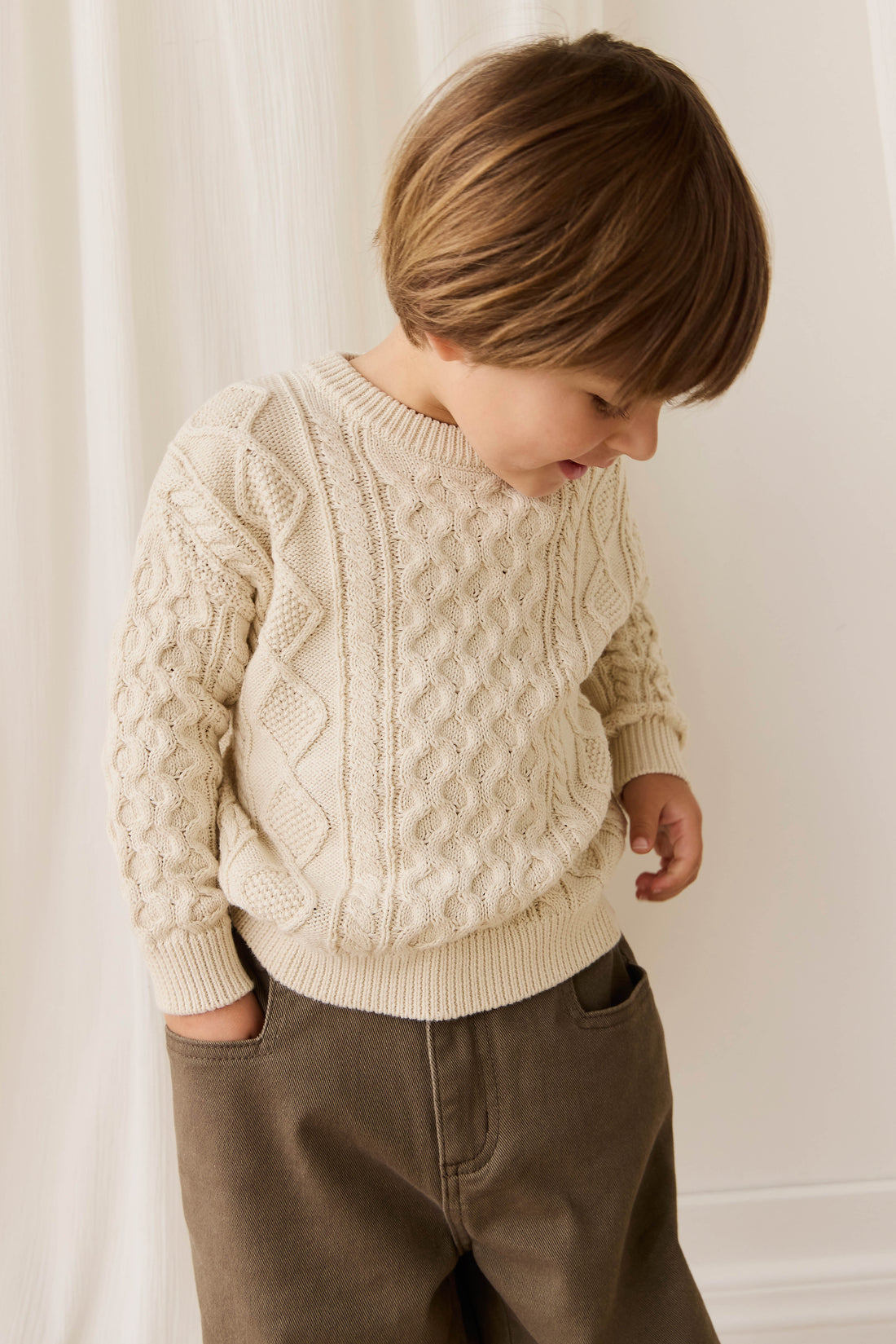 Sawyer Knit Jumper - Vanilla Childrens Jumper from Jamie Kay NZ