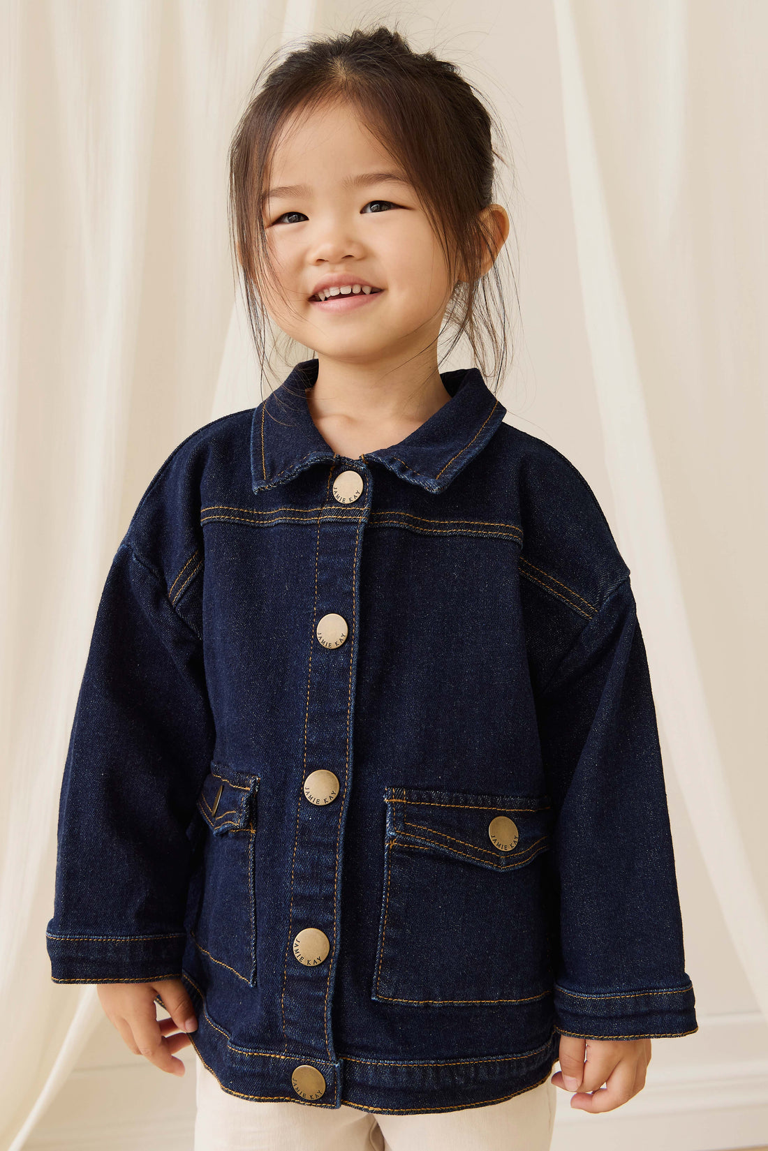 Arbor Jacket - Mid Indigo Denim Childrens Jacket from Jamie Kay NZ