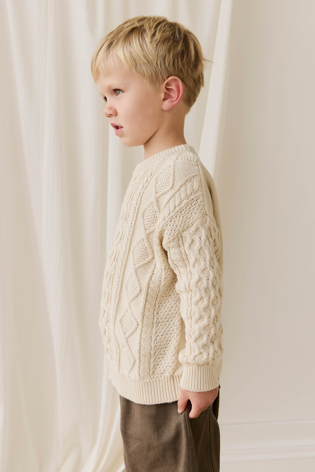 Sawyer Knit Jumper - Vanilla Childrens Jumper from Jamie Kay NZ