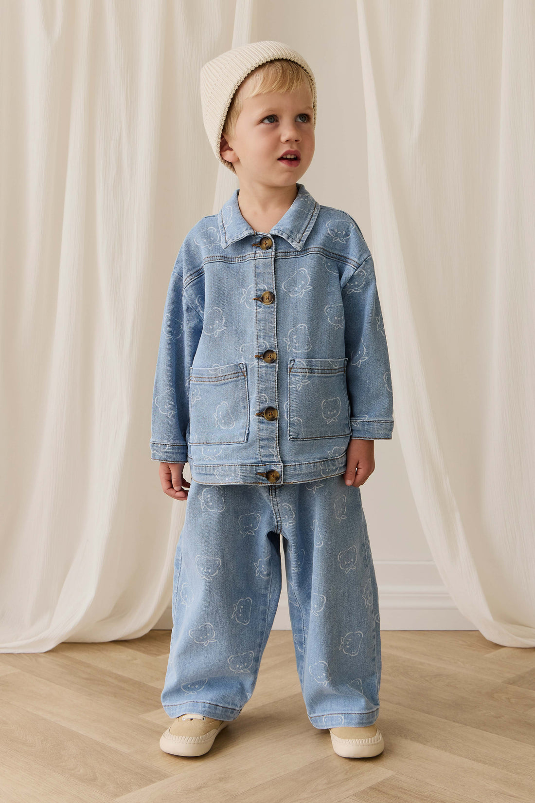 Abel Pant - Bowie Bear Denim Childrens Pant from Jamie Kay NZ