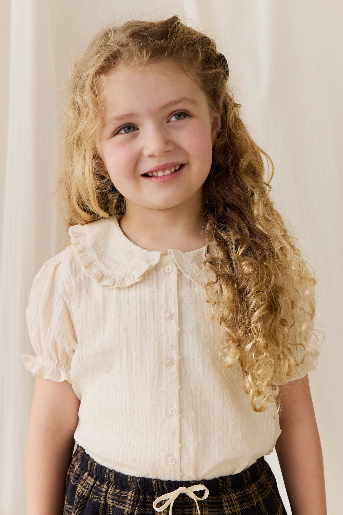 Organic Cotton Bowie Blouse - Parchment Childrens Top from Jamie Kay NZ