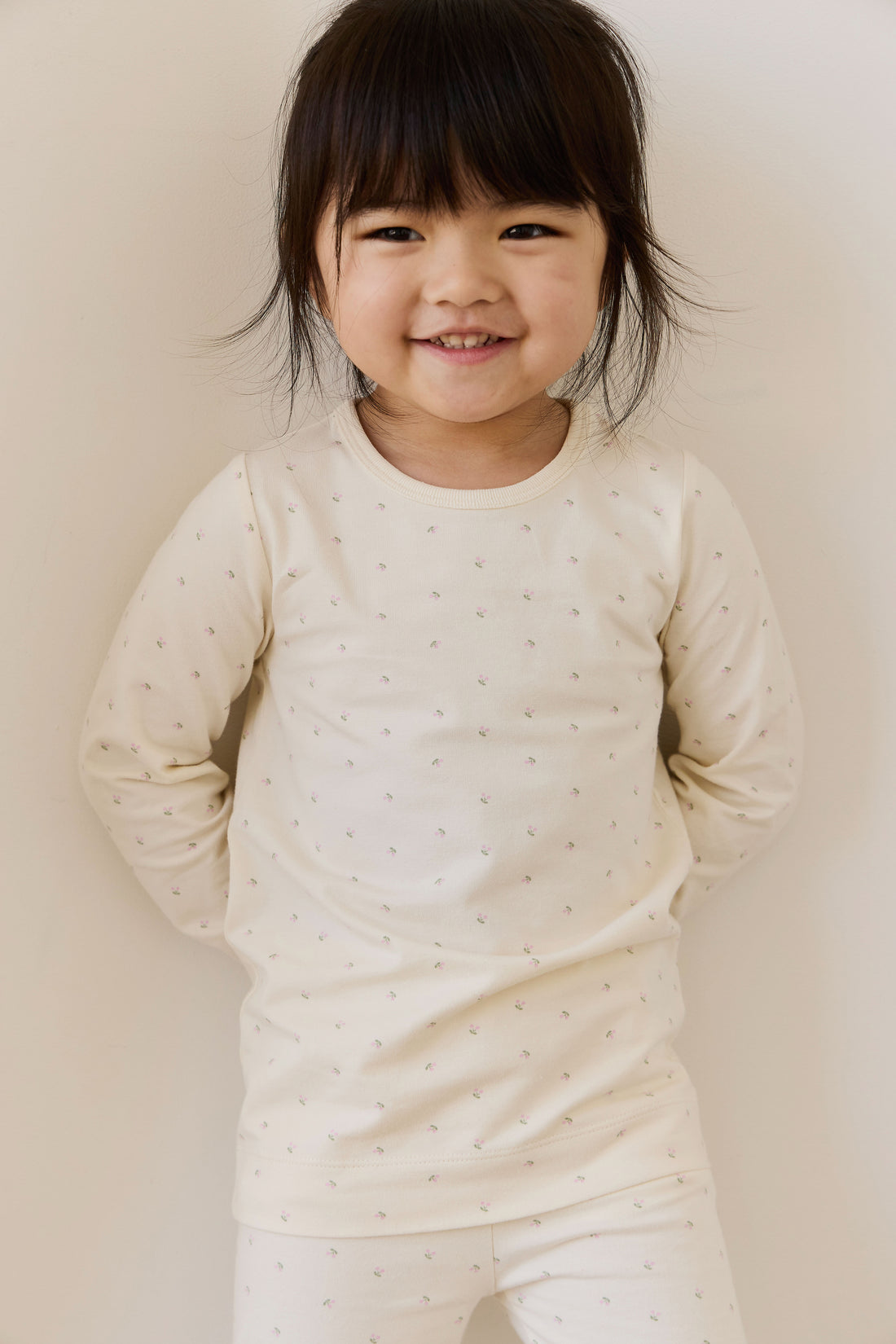Organic Cotton Baker Long Sleeve Pyjama Set - Ditsy Cherries Childrens Pyjamas from Jamie Kay NZ