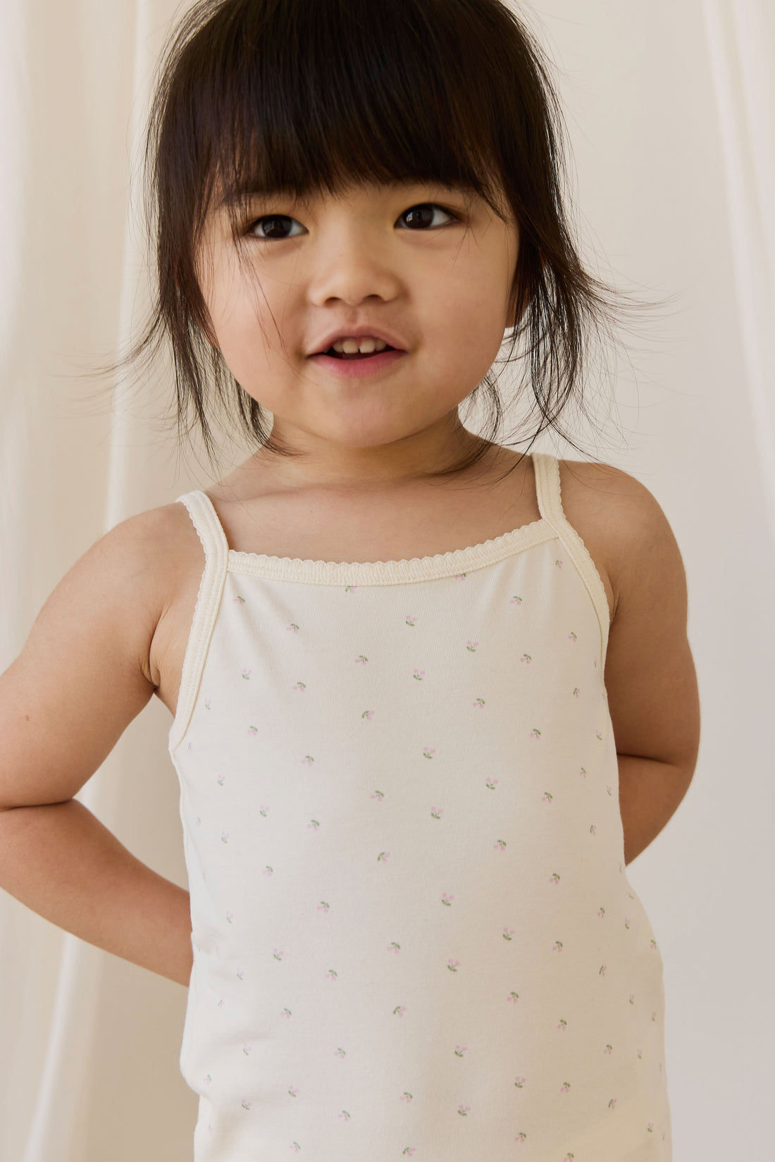 Organic Cotton Jolie Singlet Pyjama Set - Ditsy Cherries Childrens Pyjamas from Jamie Kay NZ