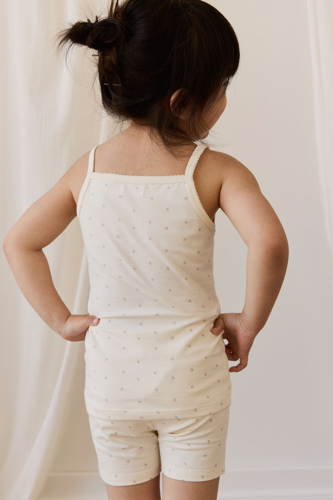 Organic Cotton Jolie Singlet Pyjama Set - Ditsy Cherries Childrens Pyjamas from Jamie Kay NZ