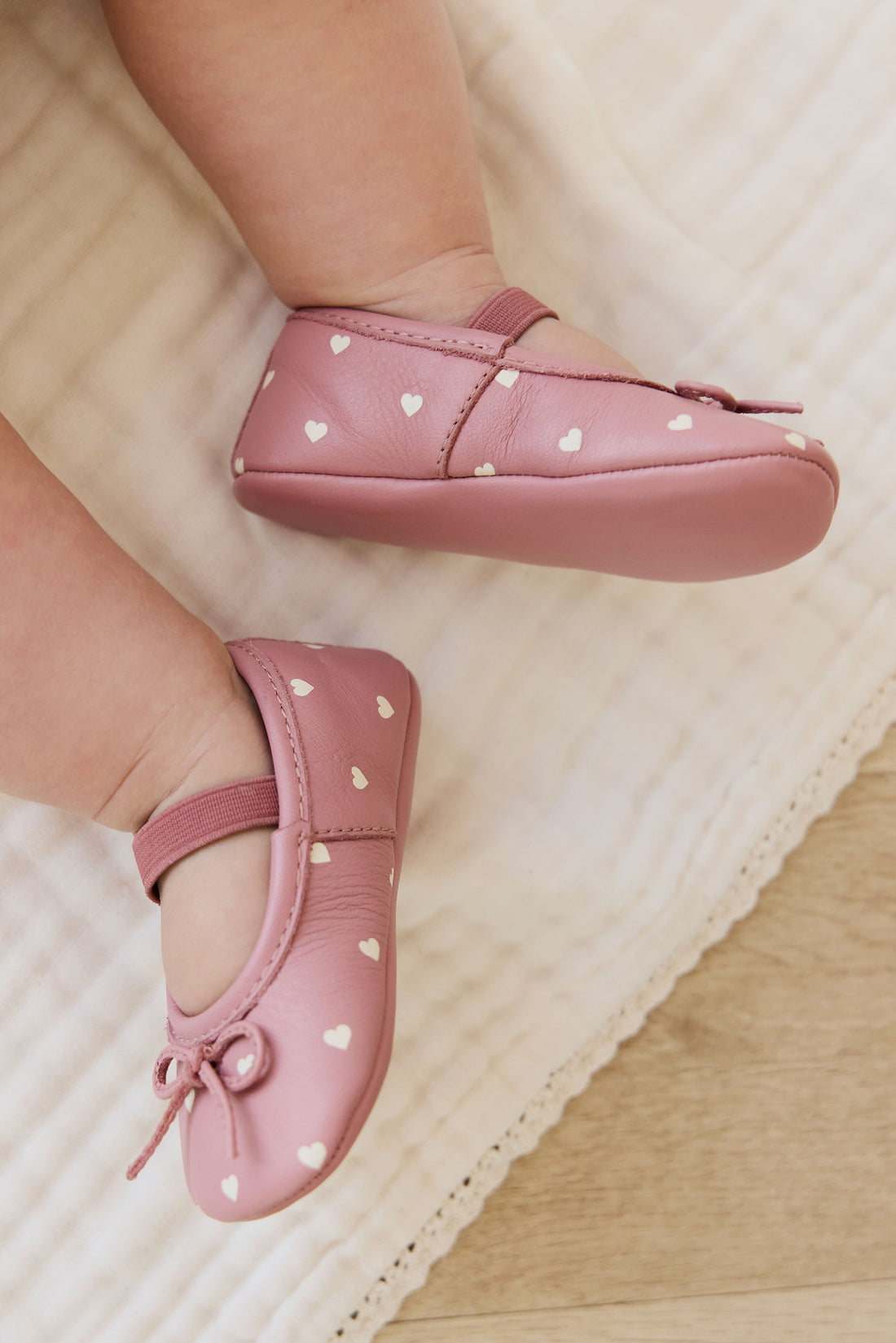 Bowie Baby Ballerinas - Petite Heart Rose Childrens Footwear from Jamie Kay NZ