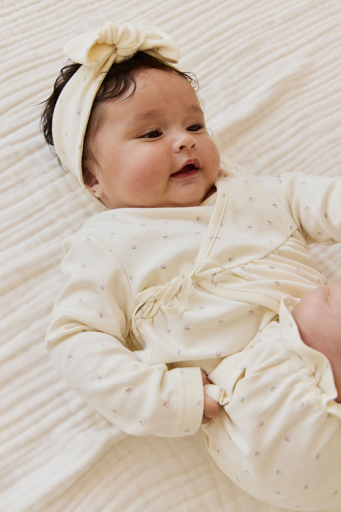 Organic Cotton Petal Wrap Top - Ditsy Cherries Childrens Top from Jamie Kay NZ