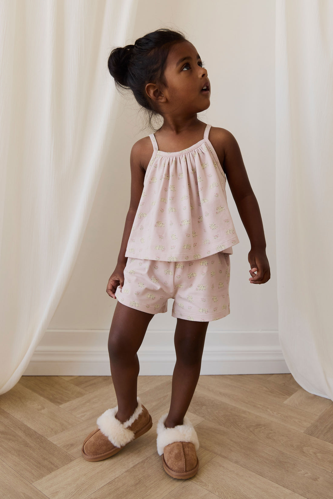Organic Cotton Winnie Pyjama Set - Moon Floral Mauve Childrens Pyjamas from Jamie Kay NZ