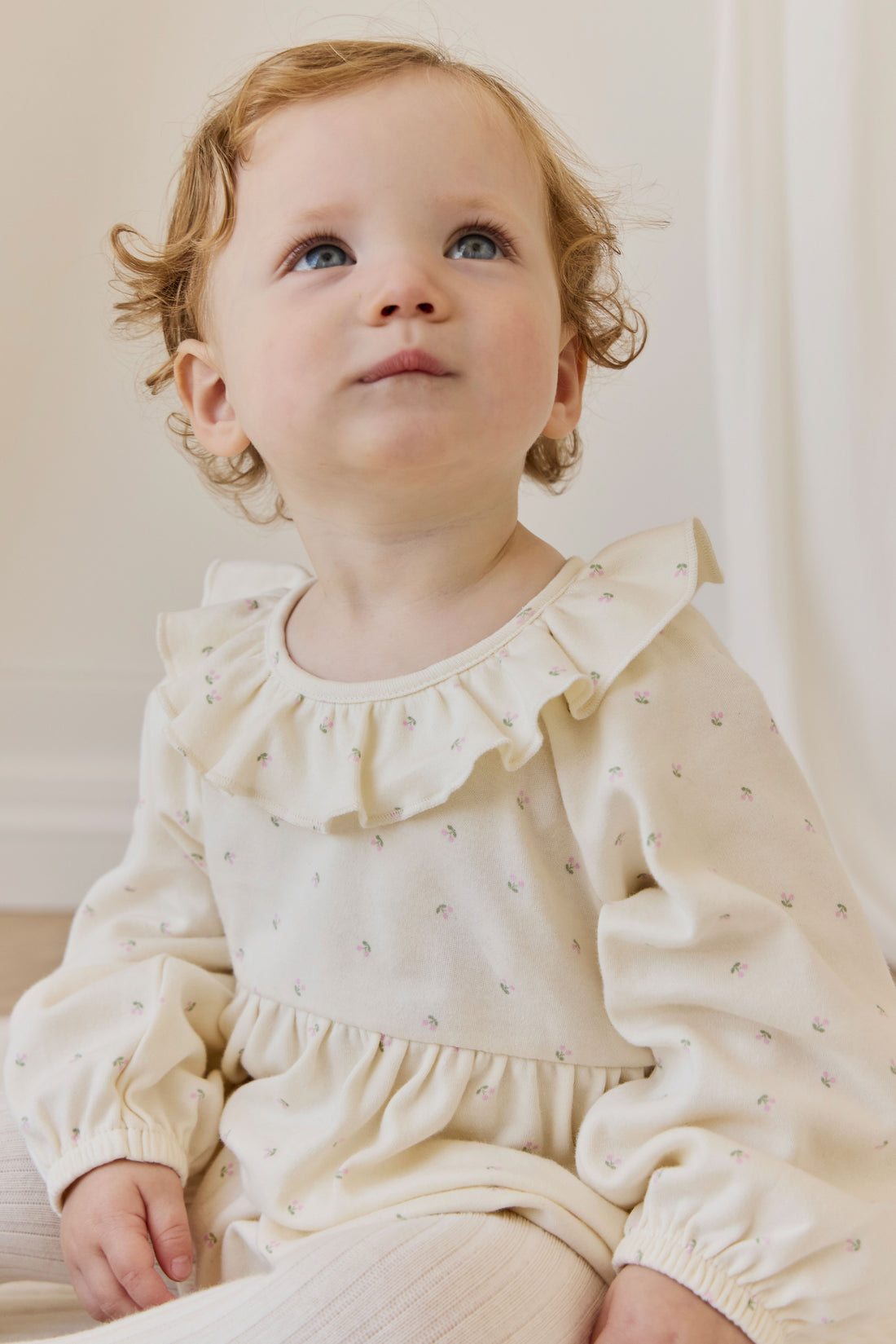 Organic Cotton Clemence Playsuit - Ditsy Cherries Childrens Playsuit from Jamie Kay NZ