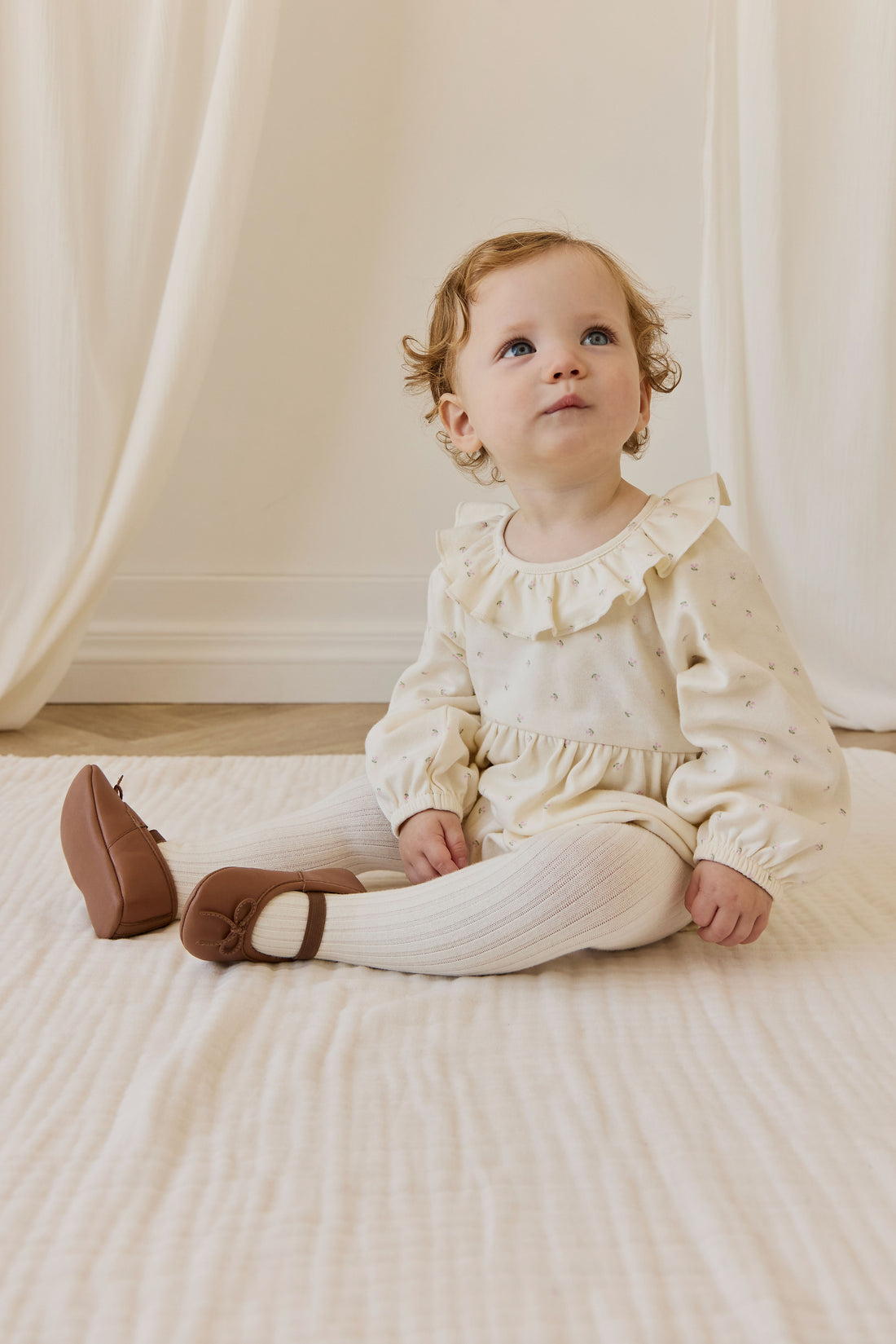 Organic Cotton Clemence Playsuit - Ditsy Cherries Childrens Playsuit from Jamie Kay NZ