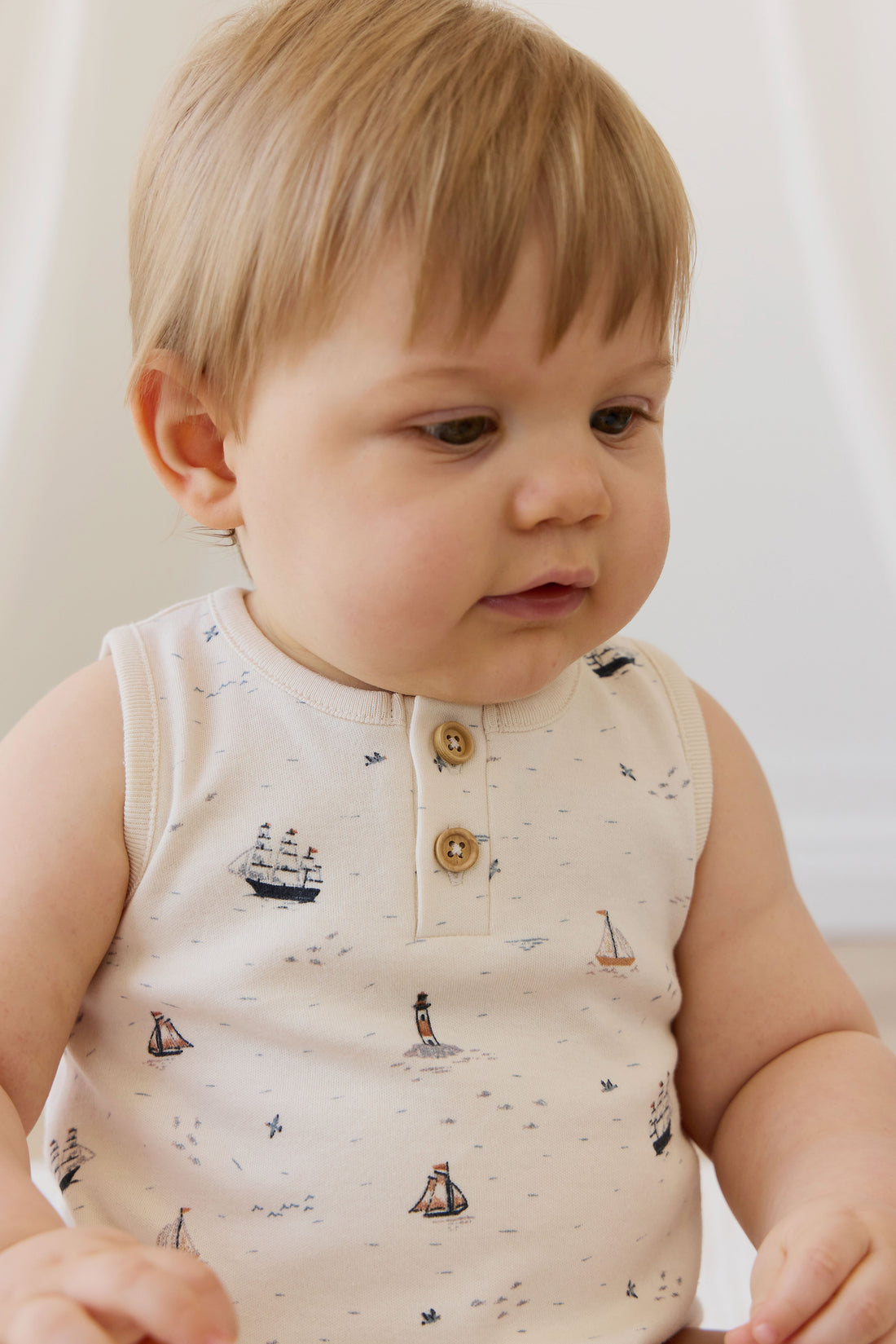 Organic Cotton Archie Playsuit - Sailing Day Childrens Playsuit from Jamie Kay NZ