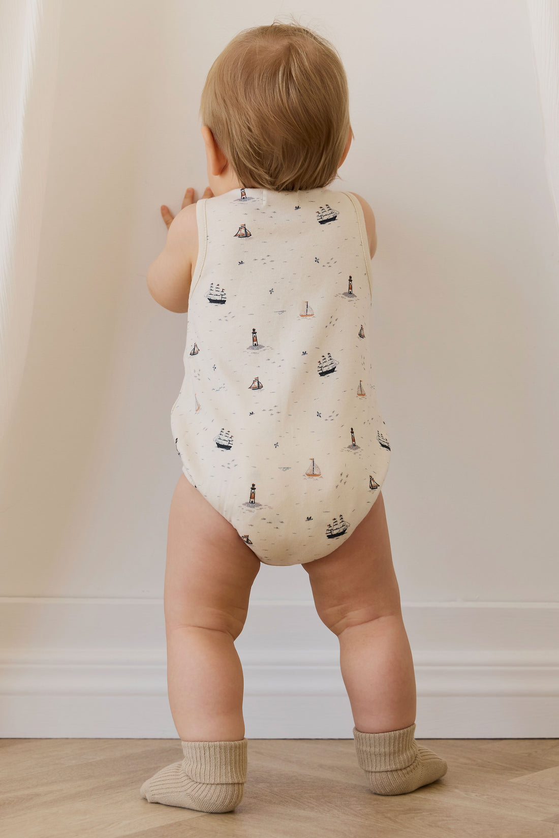 Organic Cotton Archie Playsuit - Sailing Day Childrens Playsuit from Jamie Kay NZ