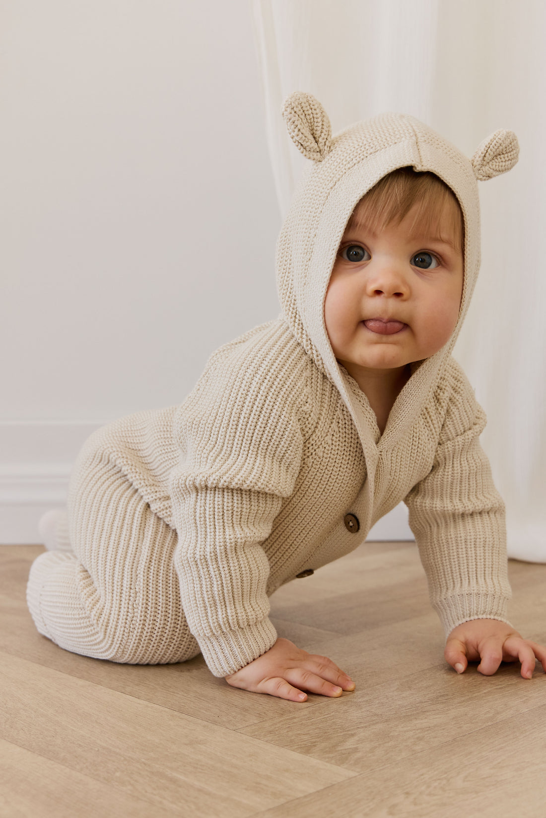 Bear Knit Onepiece - Vanilla Childrens Onepiece from Jamie Kay NZ