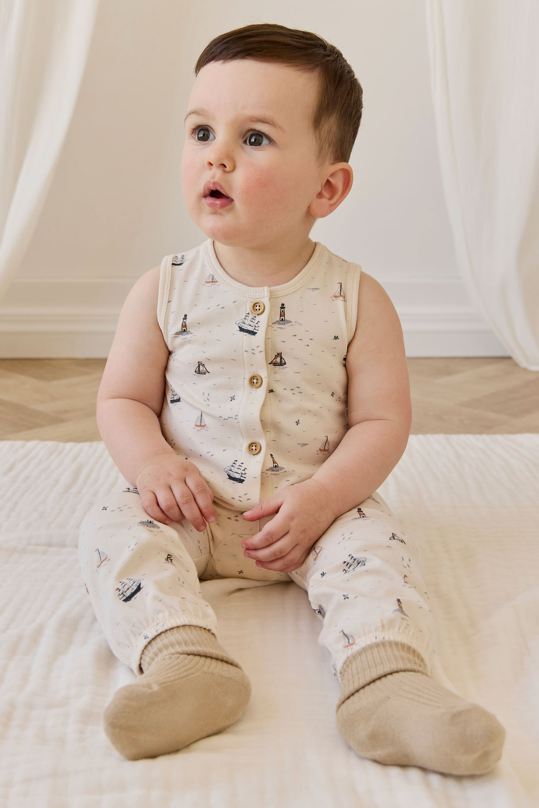 Organic Cotton Rupert Onepiece - Sailing Day Childrens Onepiece from Jamie Kay NZ
