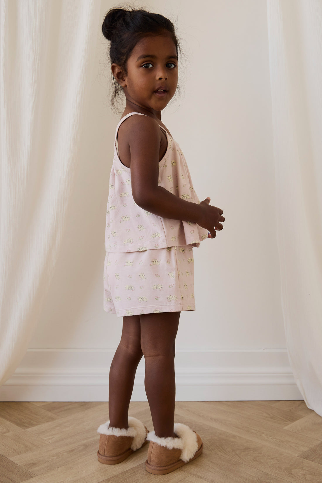 Organic Cotton Winnie Pyjama Set - Moon Floral Mauve Childrens Pyjamas from Jamie Kay NZ