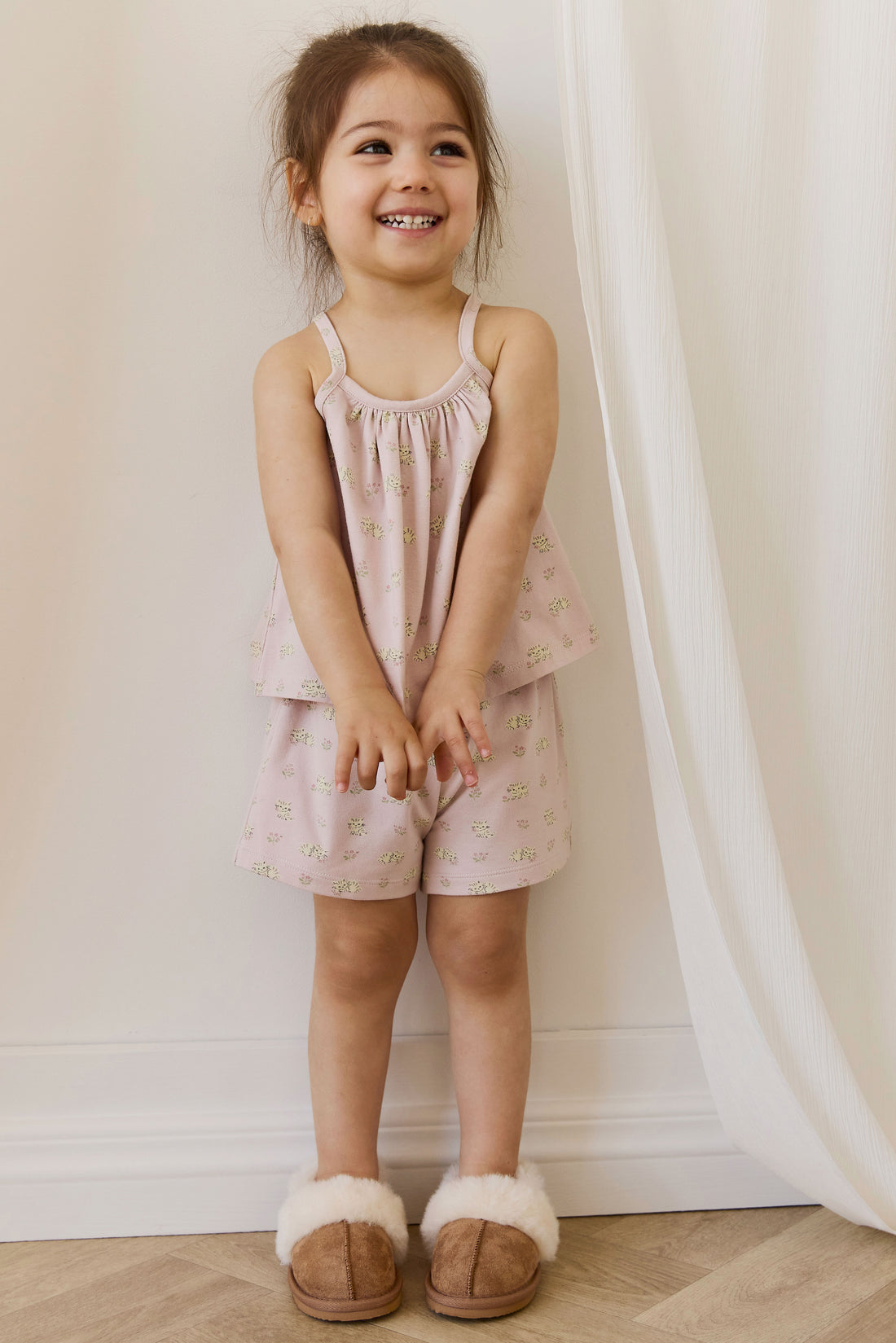Organic Cotton Winnie Pyjama Set - Moon Floral Mauve Childrens Pyjamas from Jamie Kay NZ