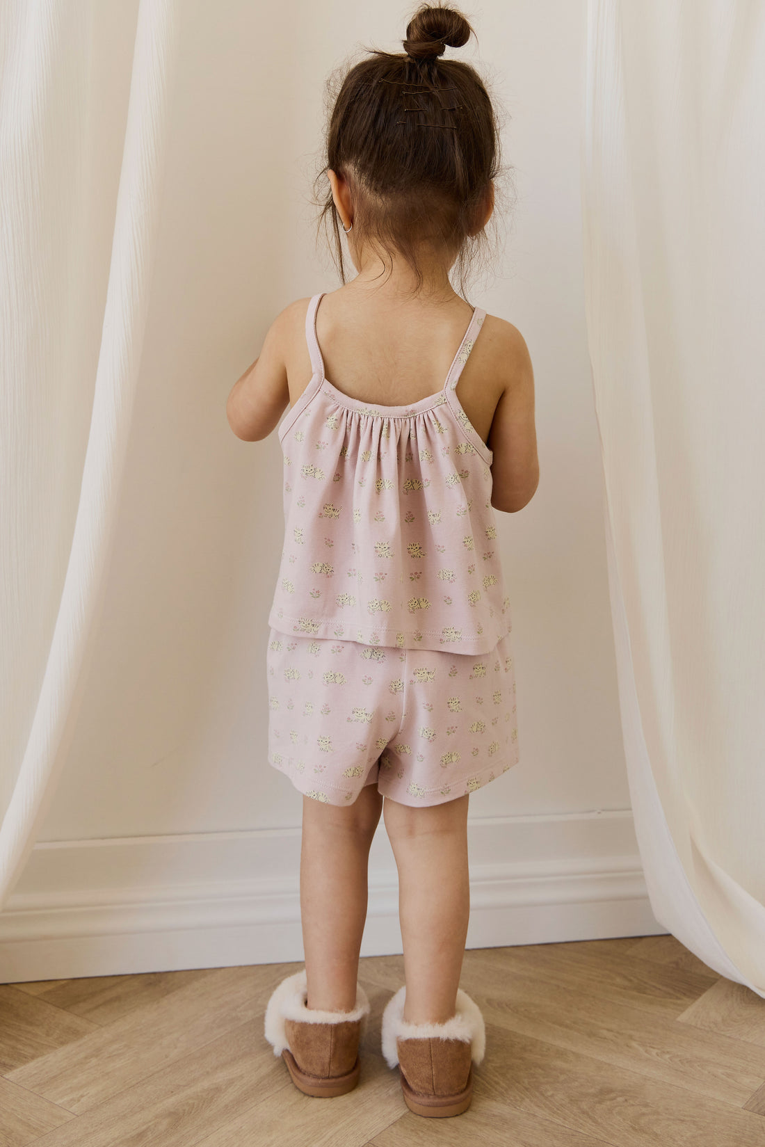 Organic Cotton Winnie Pyjama Set - Moon Floral Mauve Childrens Pyjamas from Jamie Kay NZ