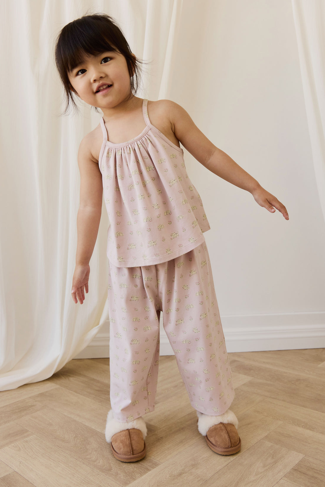 Organic Cotton Viola Pyjama Set - Moon Floral Mauve Childrens Pyjamas from Jamie Kay NZ