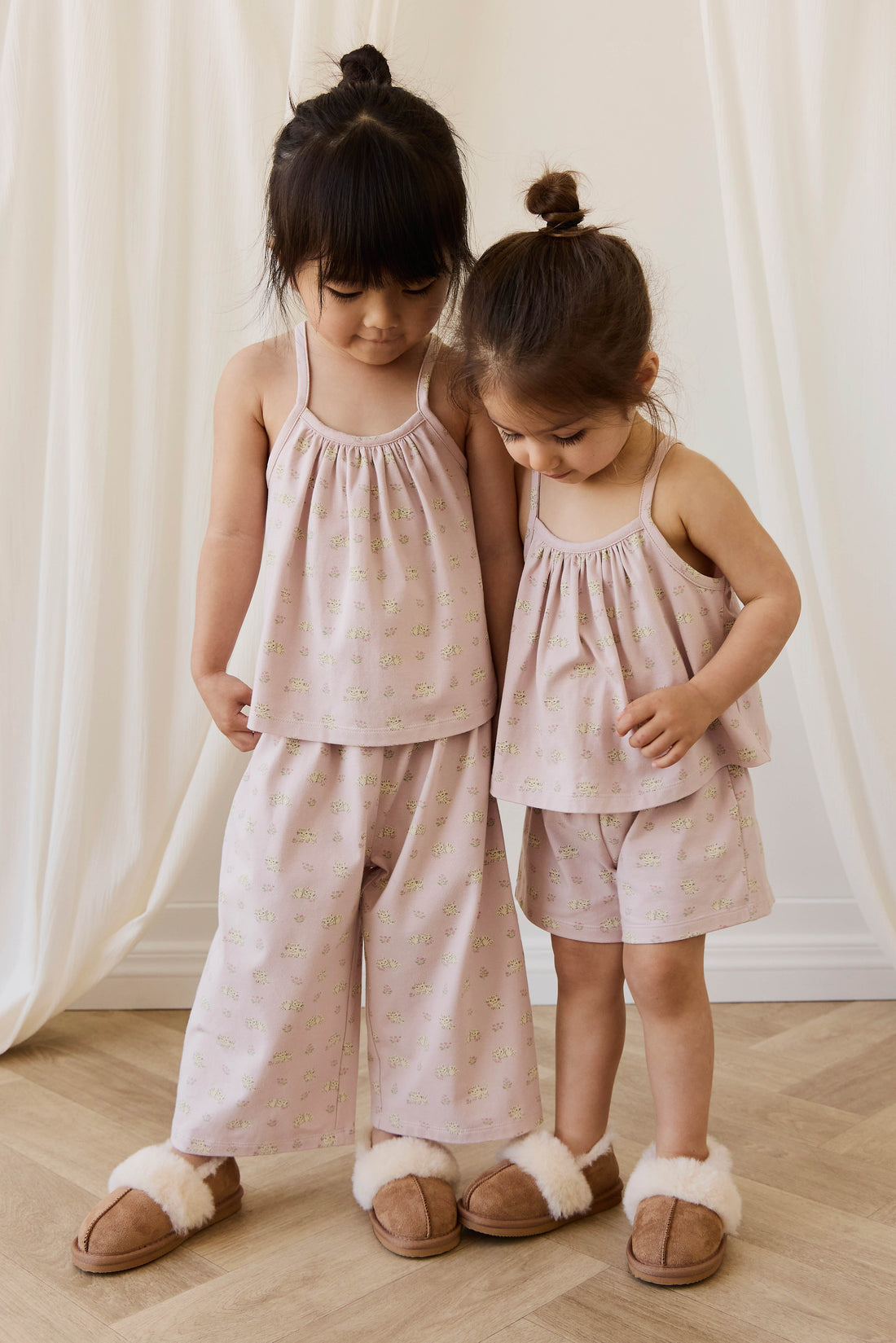 Organic Cotton Viola Pyjama Set - Moon Floral Mauve Childrens Pyjamas from Jamie Kay NZ