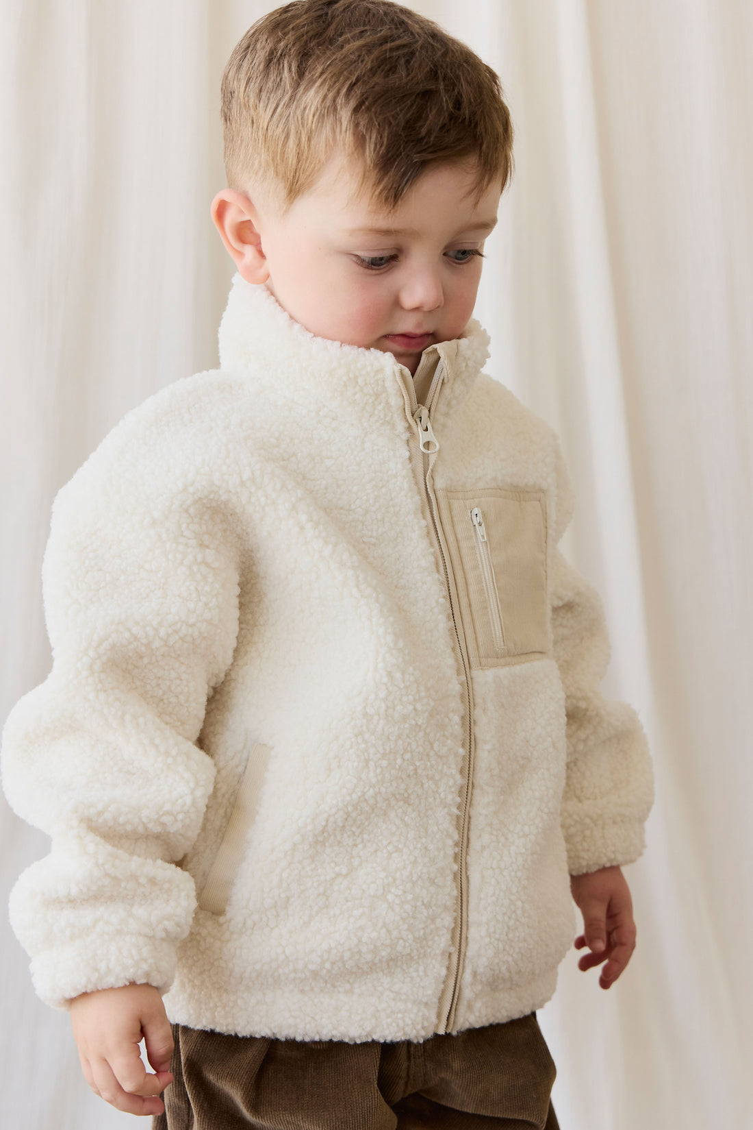 Ezra Sherpa Jacket - Natural Childrens Jacket from Jamie Kay NZ