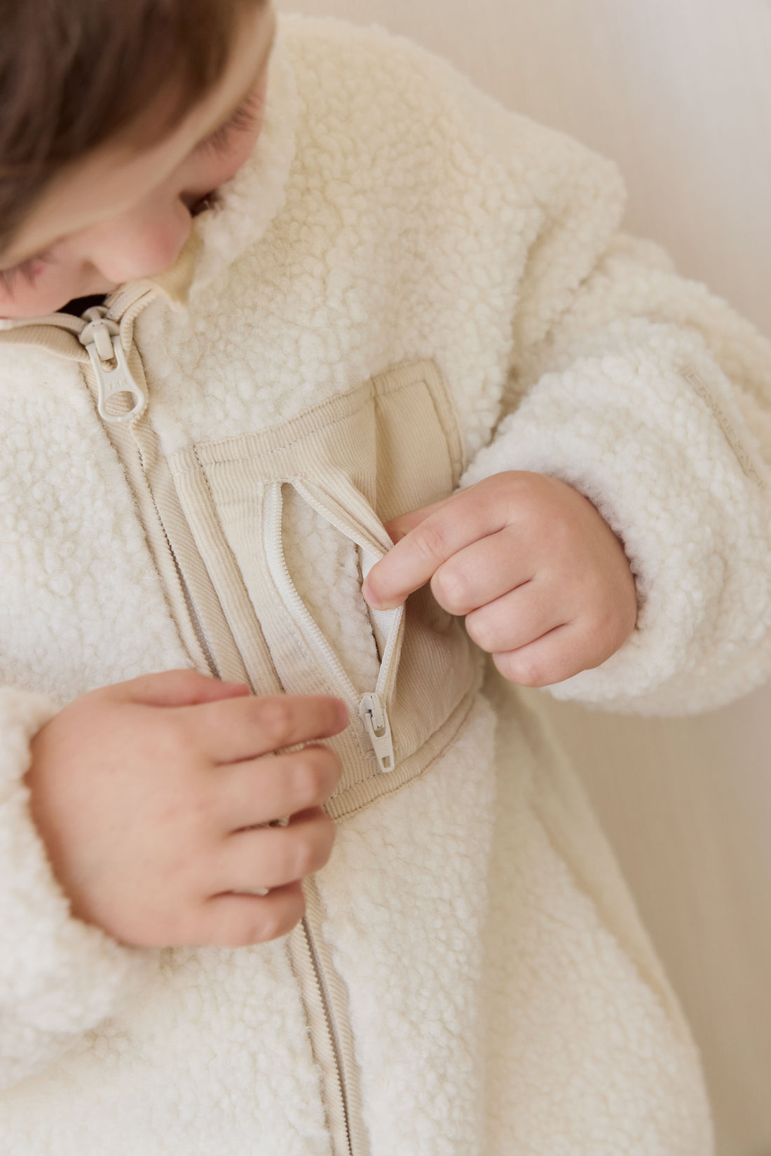 Ezra Sherpa Jacket - Natural Childrens Jacket from Jamie Kay NZ