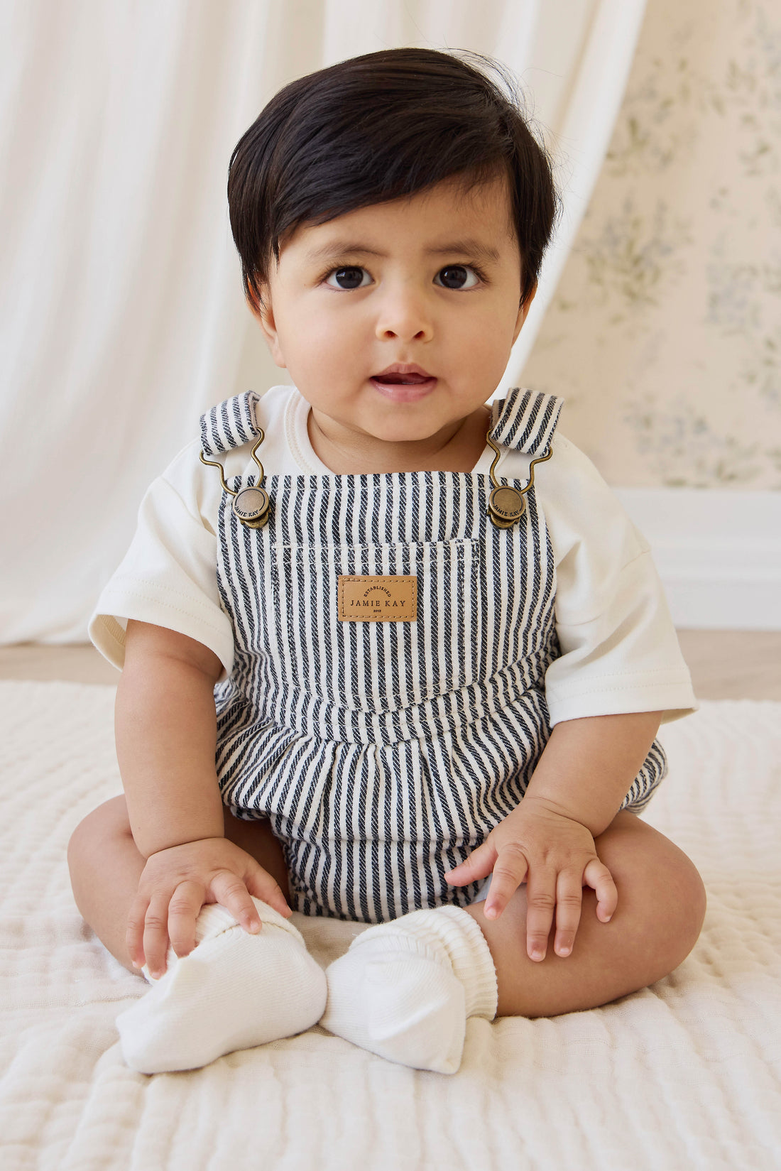 Pax Playsuit - Sailor Stripe Eclipse/Cloud Childrens Playsuit from Jamie Kay NZ