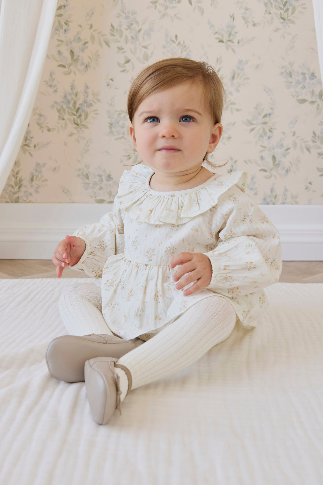 Organic Cotton Cecil Playsuit - Justine Parchment Childrens Playsuit from Jamie Kay NZ