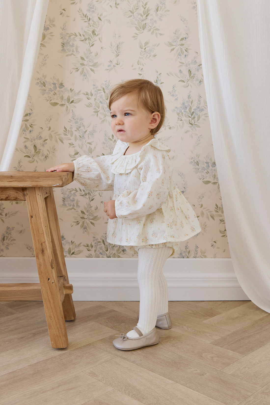 Organic Cotton Cecil Playsuit - Justine Parchment Childrens Playsuit from Jamie Kay NZ