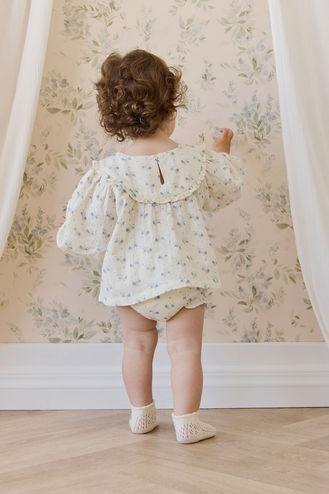 Organic Cotton Muslin Amira Blouse - Molly Blue Childrens Top from Jamie Kay NZ