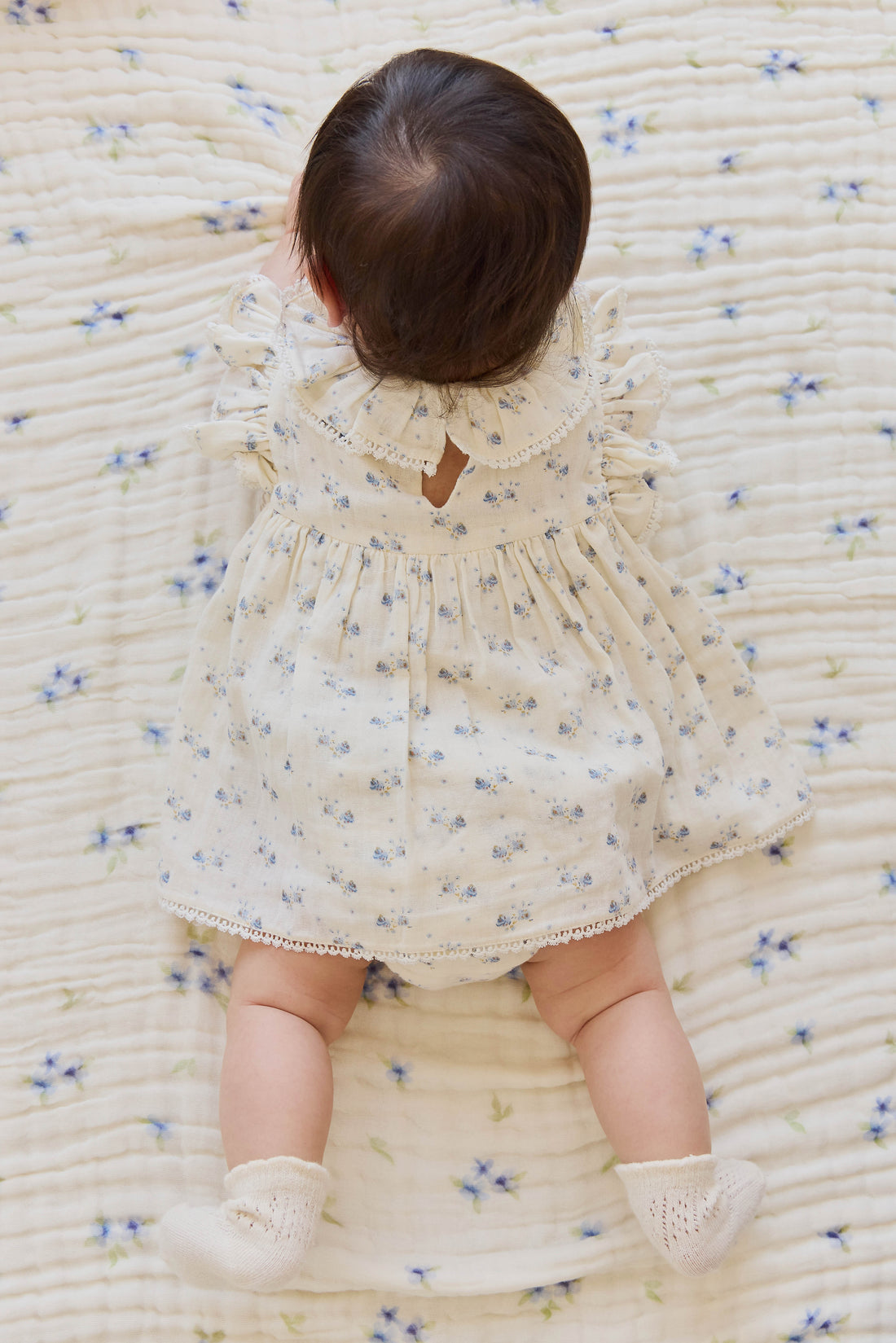 Organic Cotton Muslin Frannie Playsuit - Molly Blue Childrens Onepiece from Jamie Kay NZ