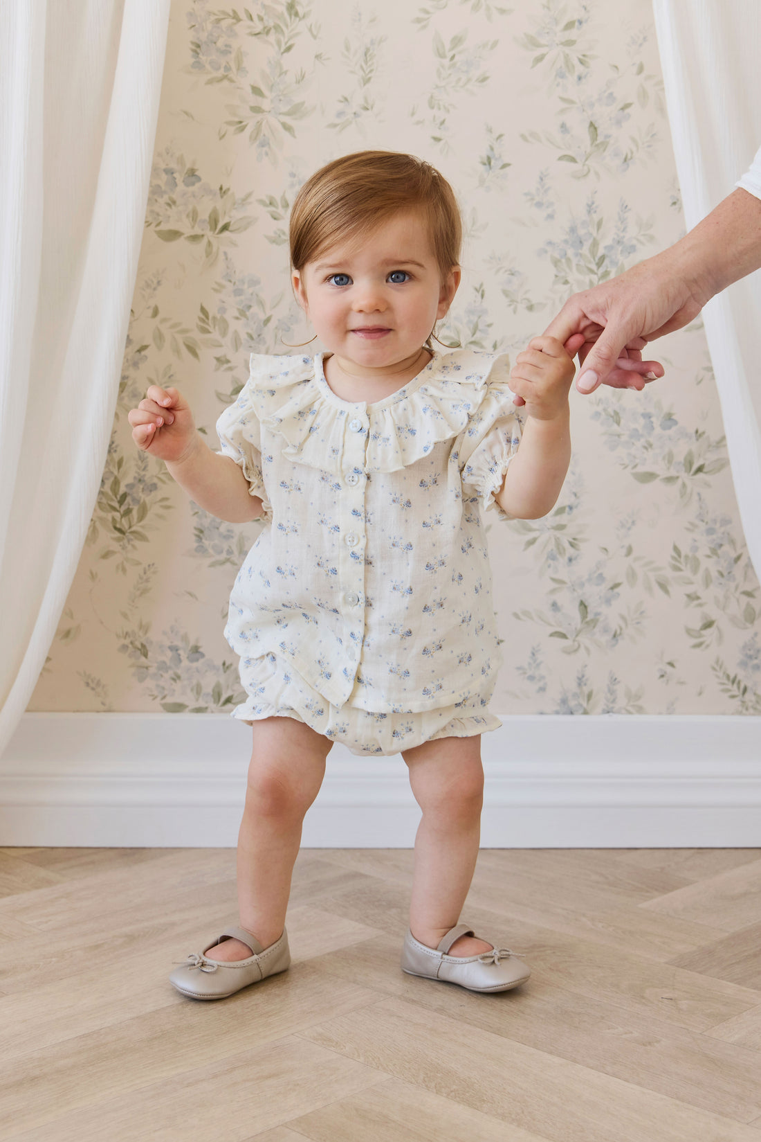 Organic Cotton Muslin Frill Bloomer - Molly Blue Childrens Bloomer from Jamie Kay NZ