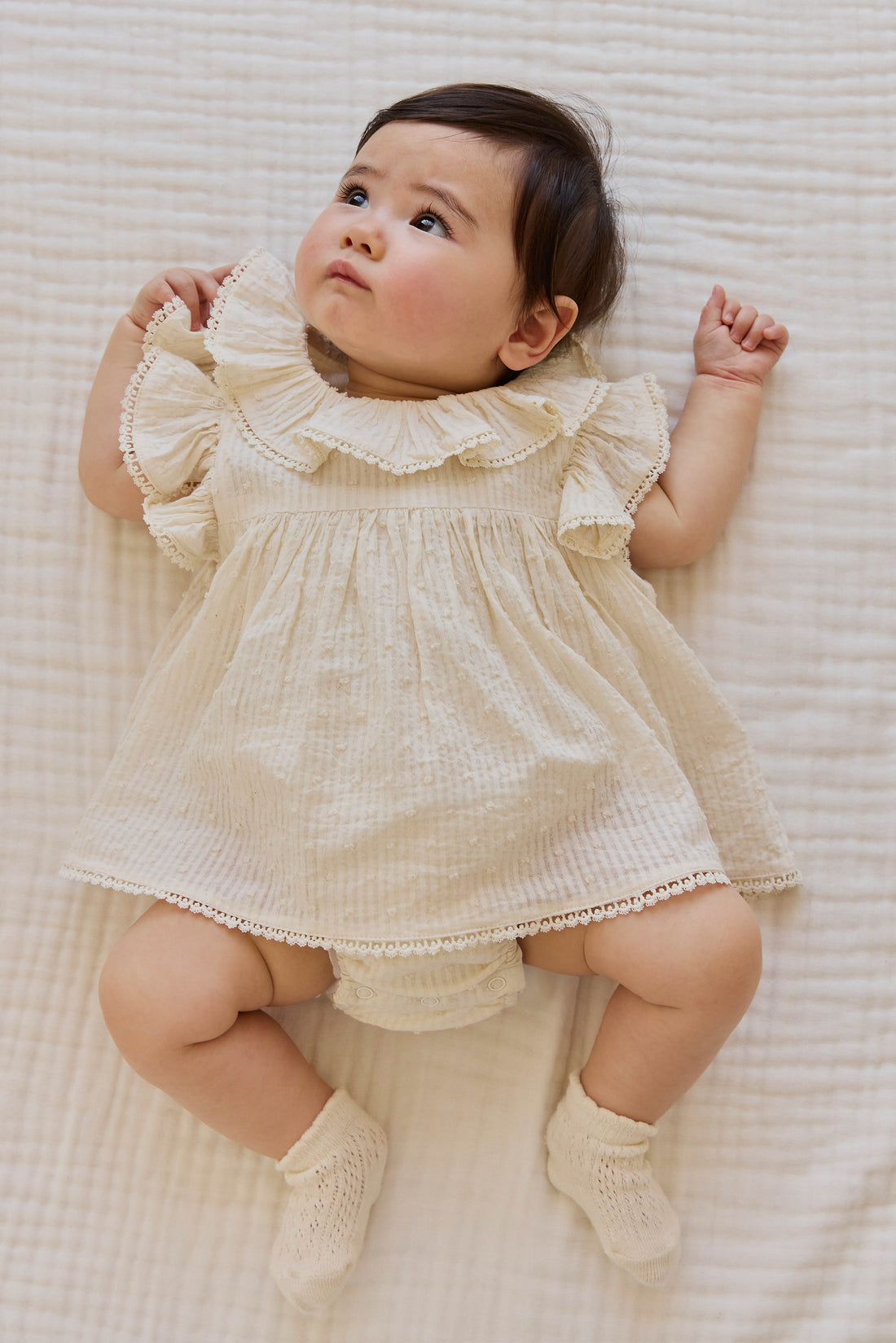 Organic Cotton Frannie Playsuit - Parchment Childrens Playsuit from Jamie Kay NZ