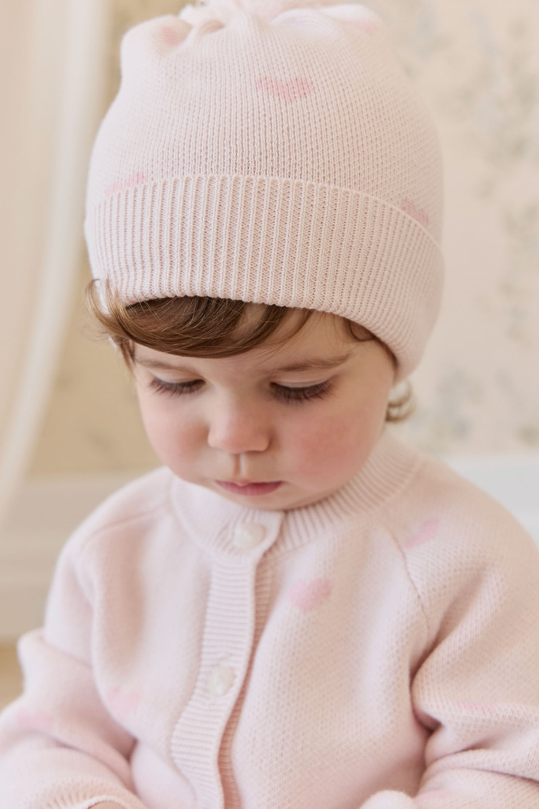Kate Hat - Kate Heart Jacquard Cotton Candy Childrens Hat from Jamie Kay NZ