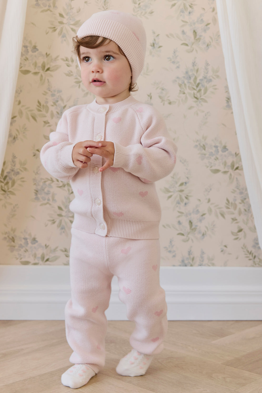 Kate Legging - Kate Heart Jacquard Cotton Candy Childrens Legging from Jamie Kay NZ