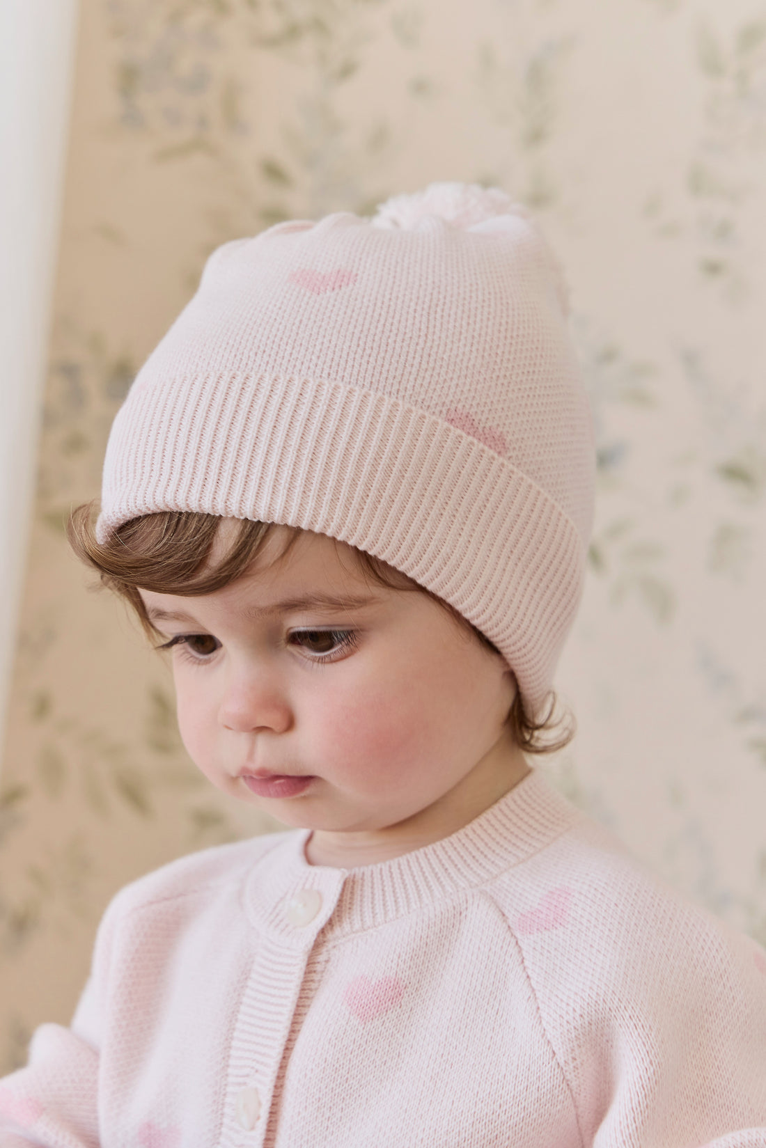 Kate Hat - Kate Heart Jacquard Cotton Candy Childrens Hat from Jamie Kay NZ