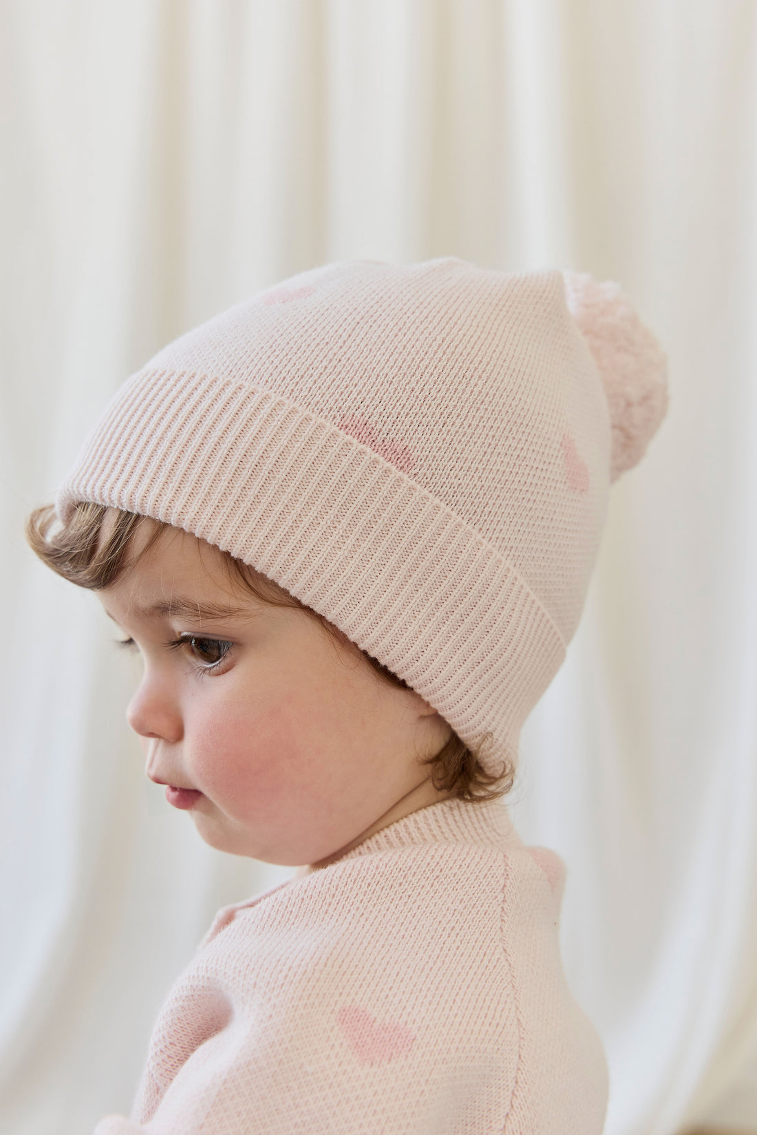 Kate Hat - Kate Heart Jacquard Cotton Candy Childrens Hat from Jamie Kay NZ
