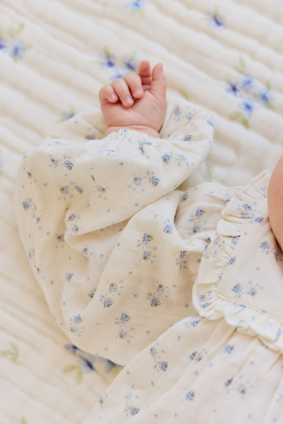 Organic Cotton Muslin Frances Playsuit - Molly Blue Childrens Playsuit from Jamie Kay NZ