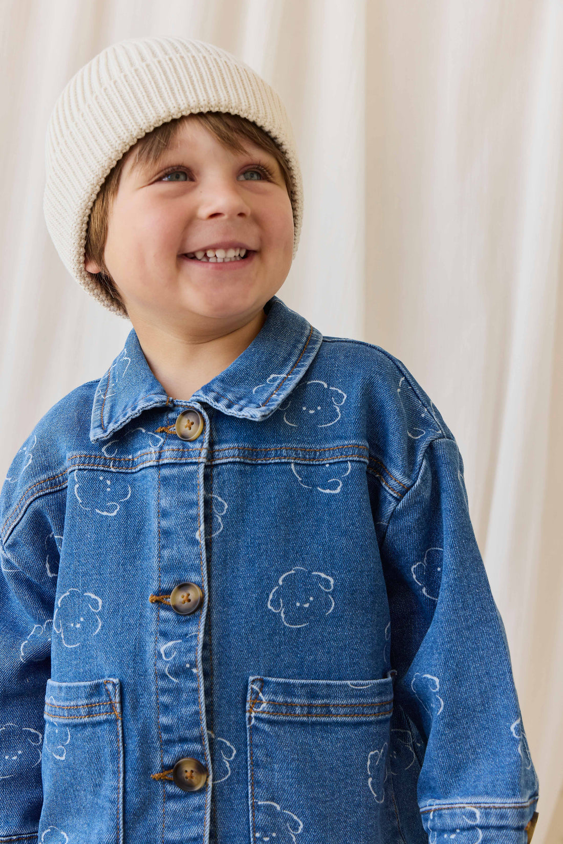 Leon Knitted Beanie - Vanilla Childrens Beanie from Jamie Kay NZ