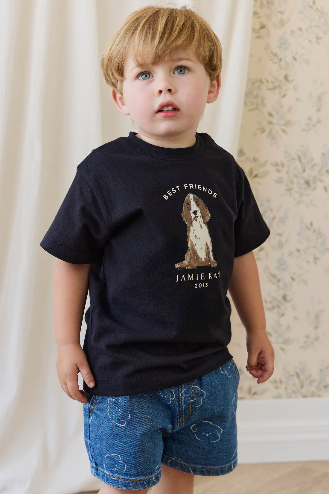 Organic Cotton Bjorn Tee - Dark Navy Best Friends Childrens Top from Jamie Kay NZ