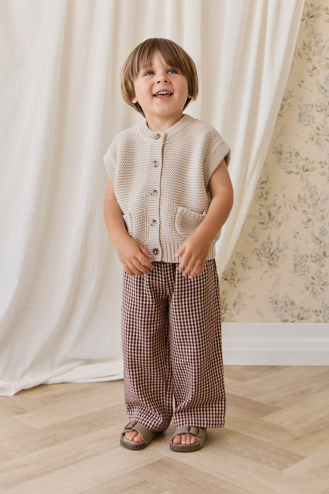Rome Knit Vest - Oat Childrens Vest from Jamie Kay NZ