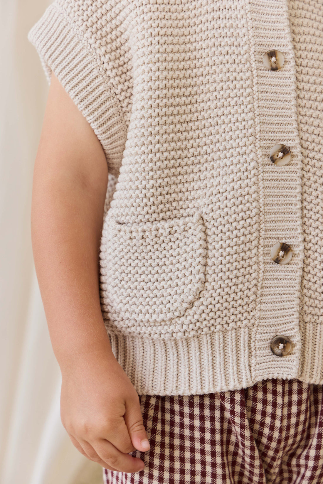 Rome Knit Vest - Oat Childrens Vest from Jamie Kay NZ