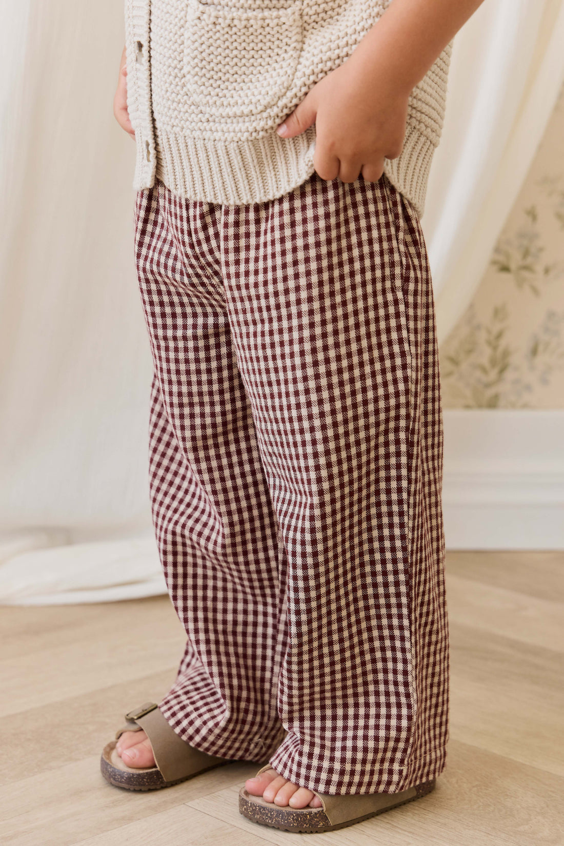 Organic Cotton Kenji Pant - Cinnamon Gingham Childrens Pant from Jamie Kay NZ