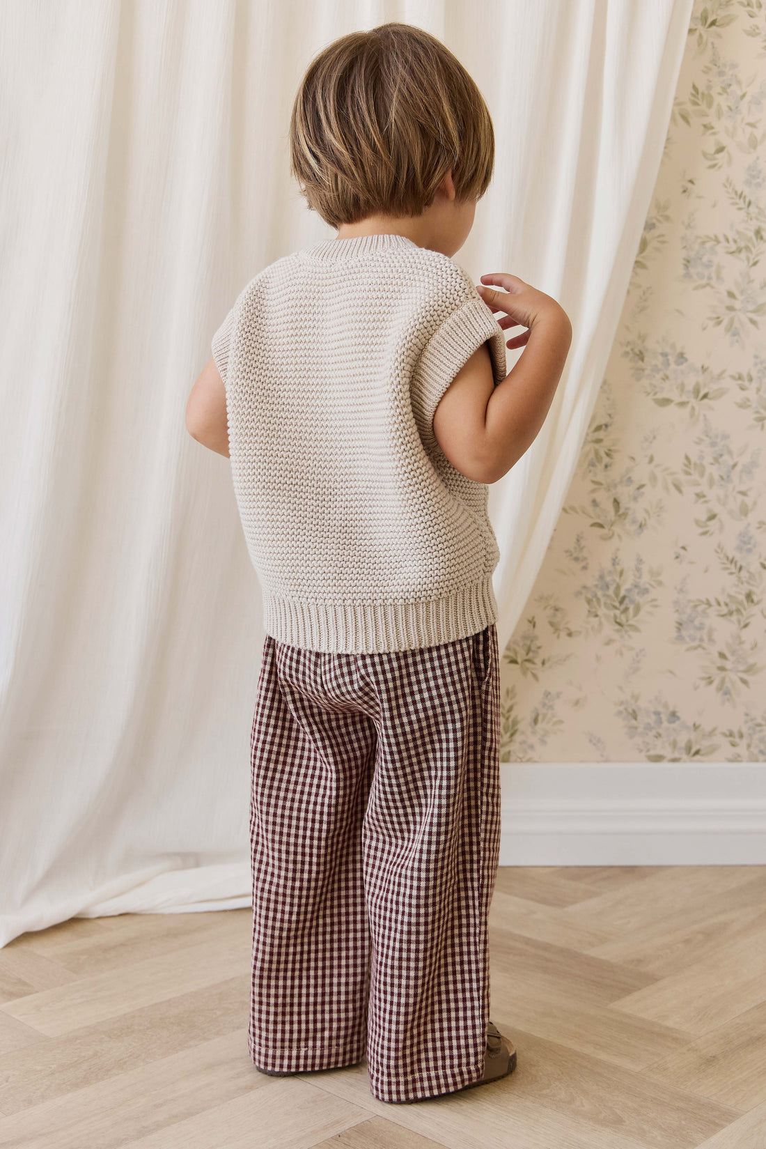 Organic Cotton Kenji Pant - Cinnamon Gingham Childrens Pant from Jamie Kay NZ