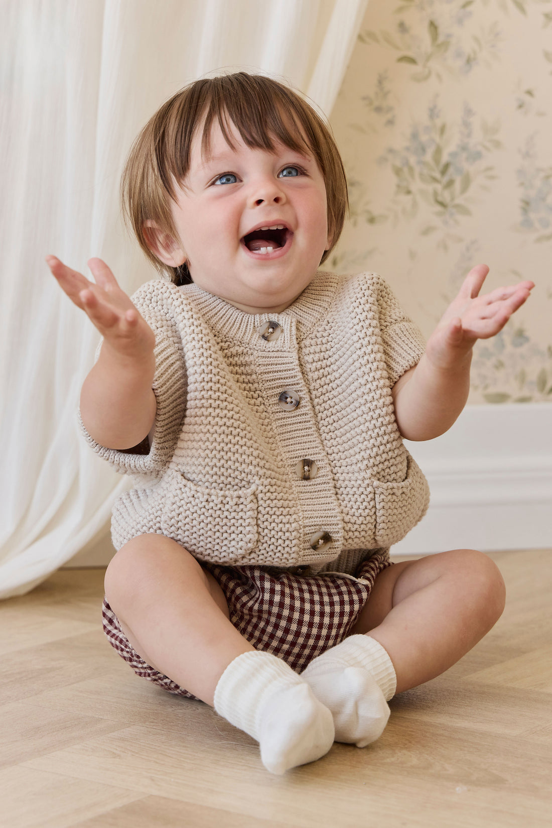 Rome Knit Vest - Oat Childrens Vest from Jamie Kay NZ