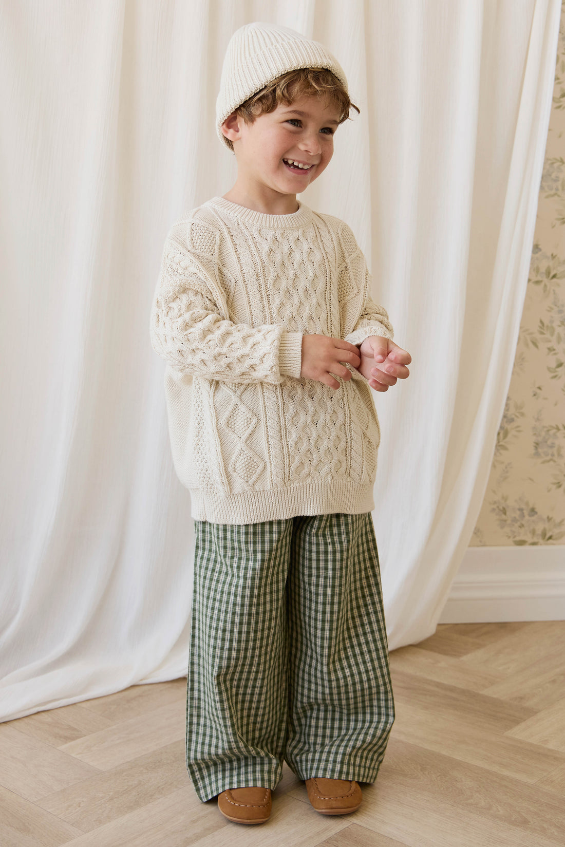 Organic Cotton Kenji Pant - Ravine Check Childrens Pant from Jamie Kay NZ